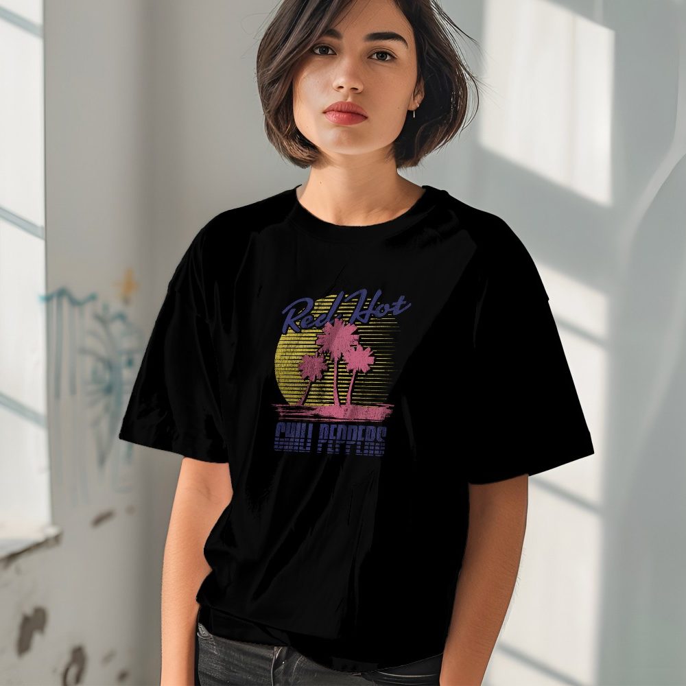 T-shirt oversize coton bio Femme Red Hot Chili Peppers avec un design de RHCP Sunset