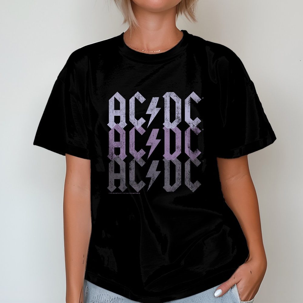 T-shirt bio oversize Femme ACDC avec un design de ACDC violet