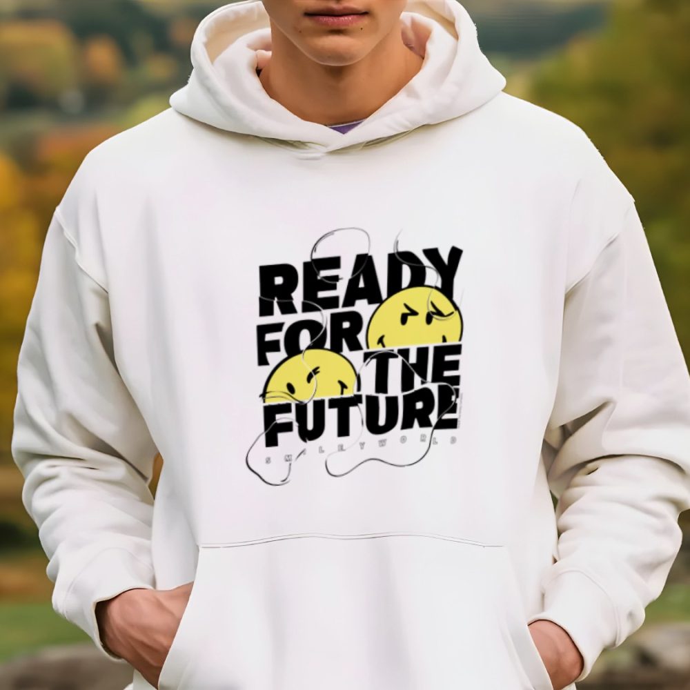 Sweat-shirt à capuche homme Smiley World avec un design de Smiley World  Ready For The Future noir