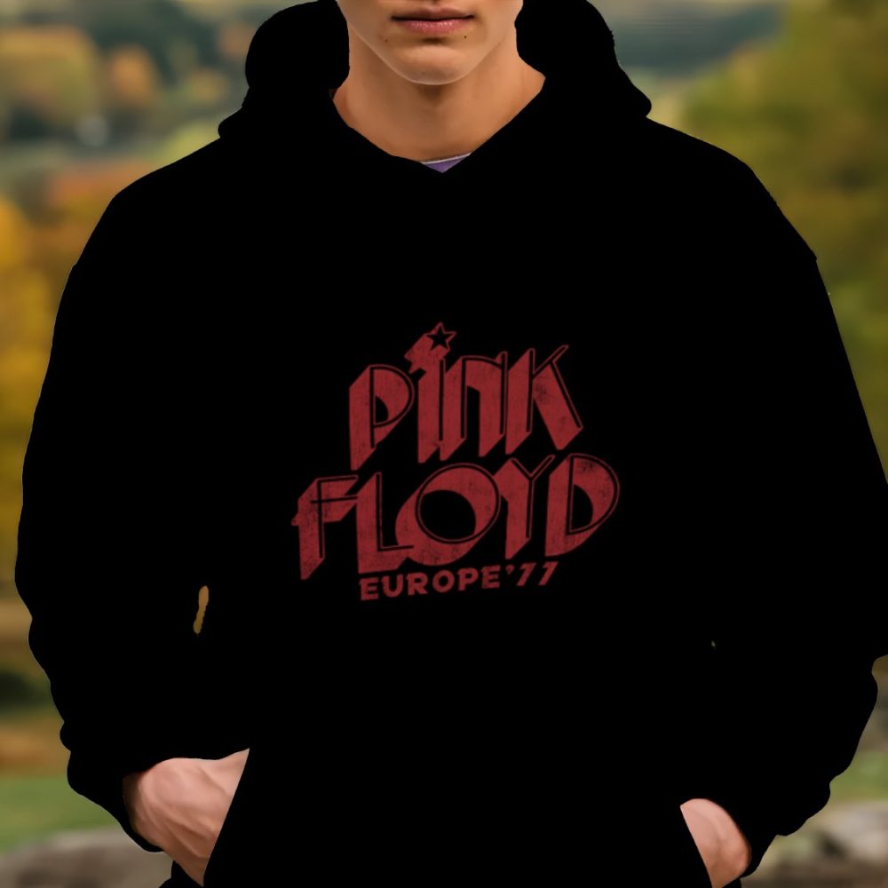 Sweat-shirt à capuche Homme Pink Floyd avec un design de Pink Floyd Europe 77 rouge
