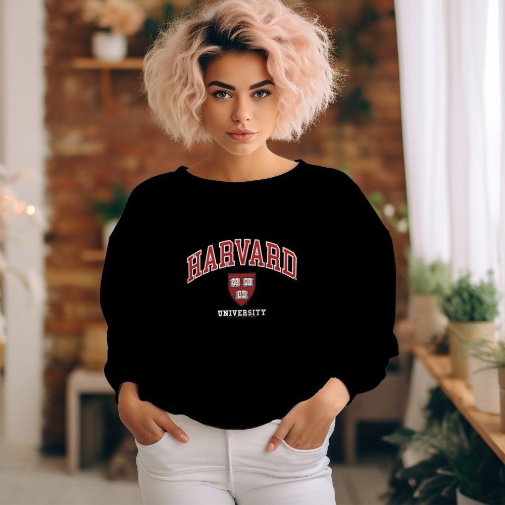 Sweat oversize coton bio Femme Harvard avec un design de Harvard Arc Écusson University blanc