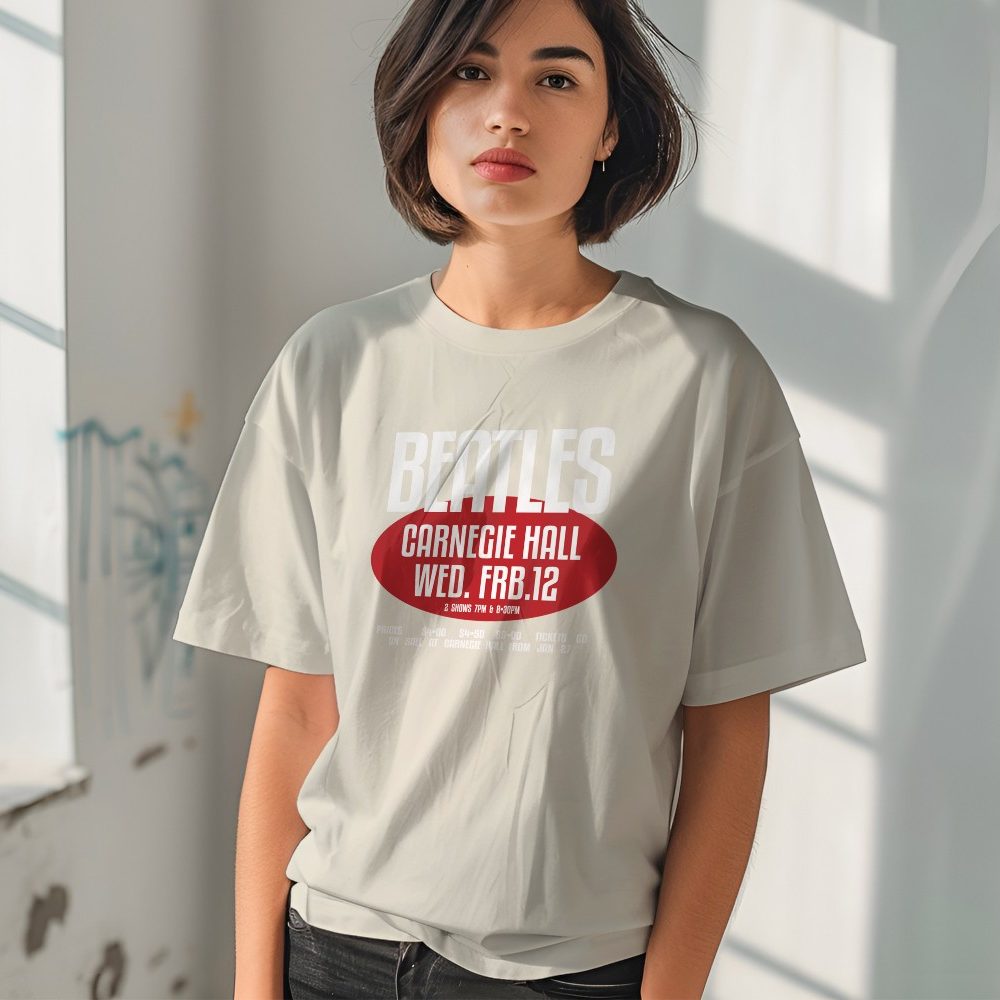 T-shirt bio oversize Femme The Beatles avec un design de The Beatles Carnegie Hall rouge