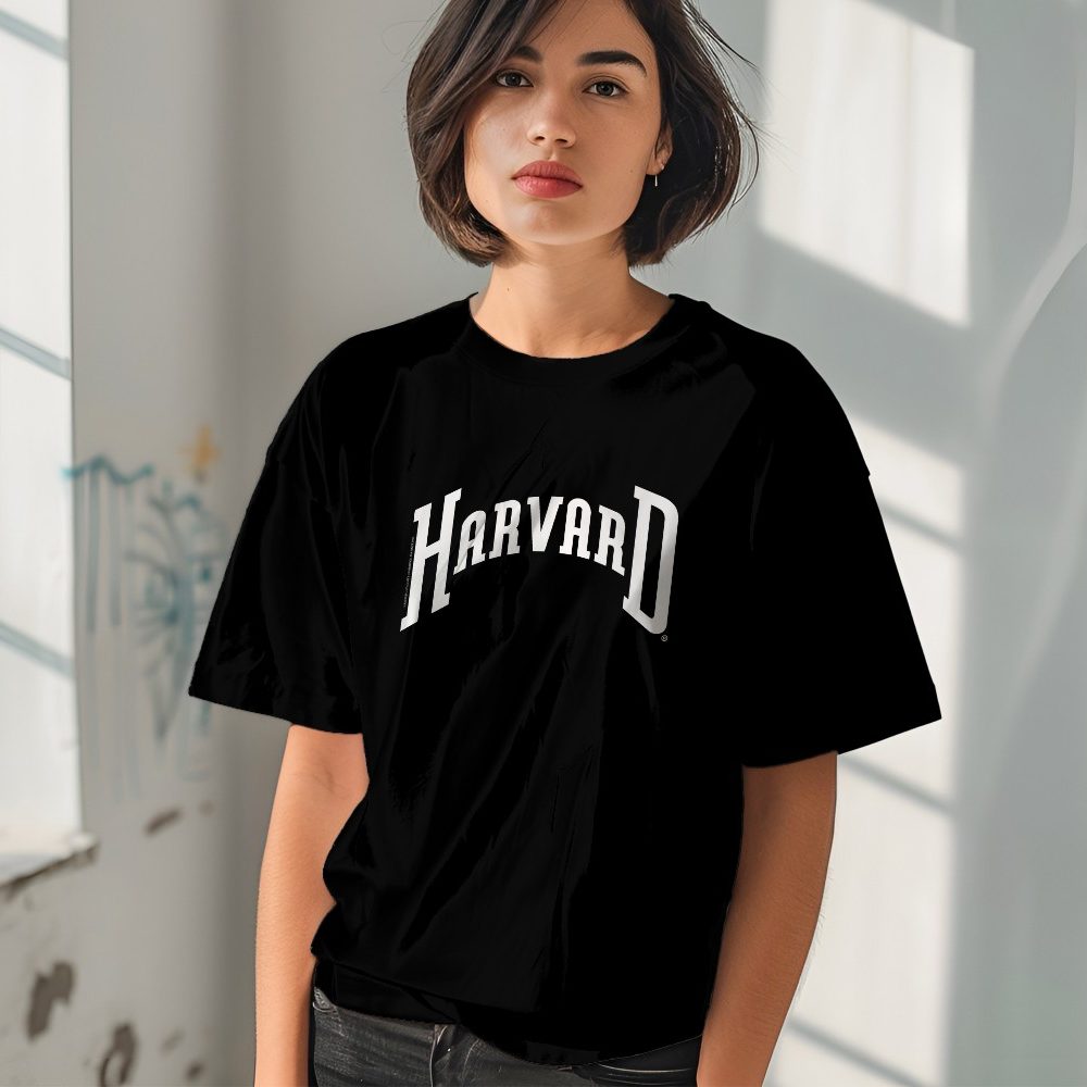 T-shirt oversize coton bio Femme Harvard avec un design de Harvard Arc blanc