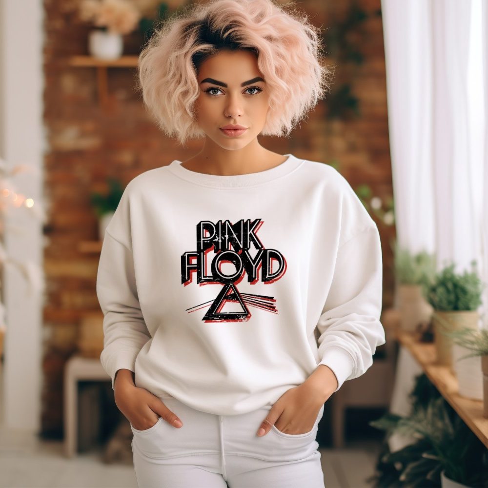 Sweat oversize coton bio Femme Pink Floyd avec un design de Pink Floyd Triangle noir