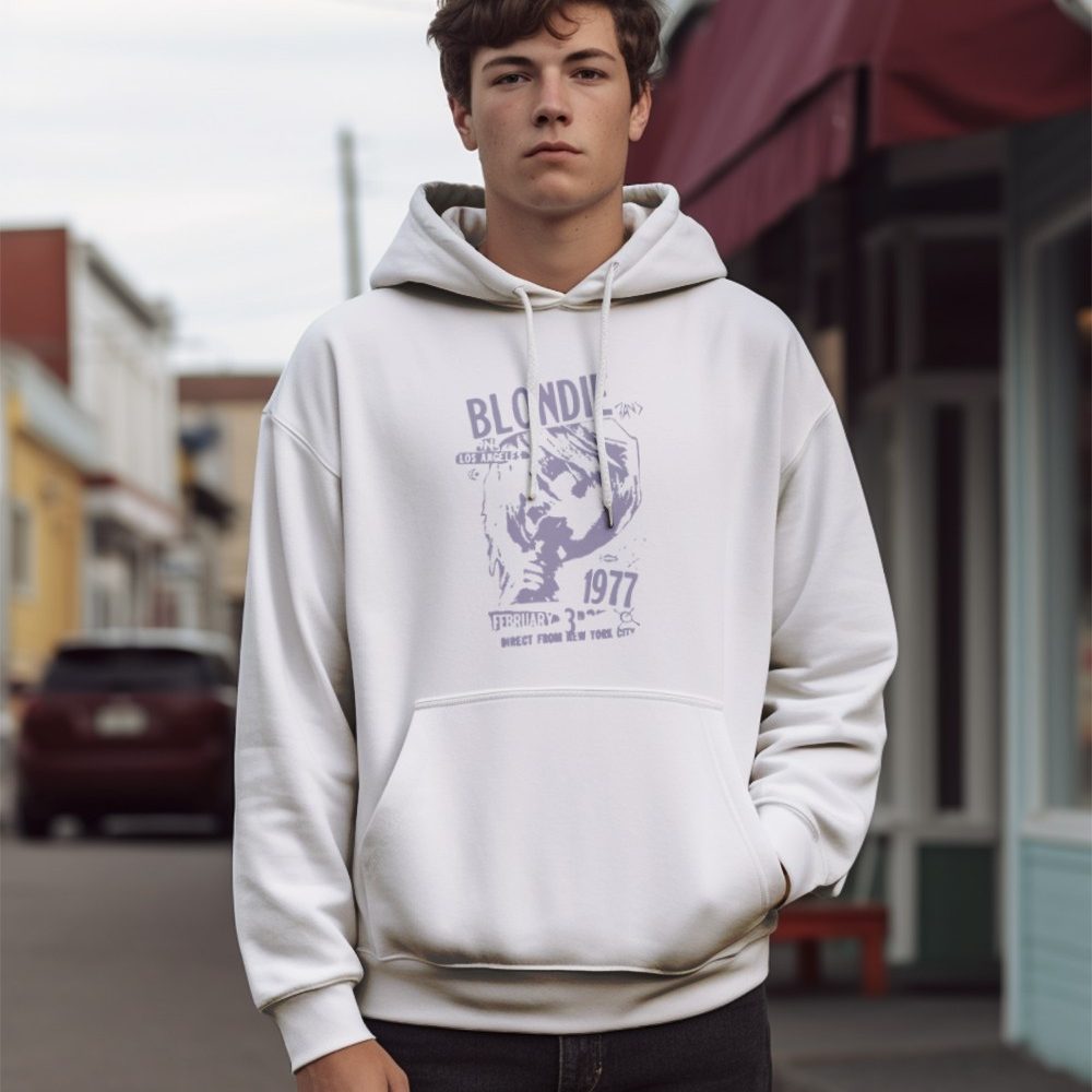 Sweat-shirt à capuche Homme Blondie avec un design de Blondie 1977 lilas