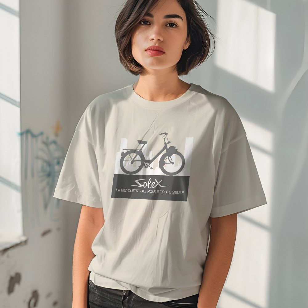 T-shirt bio oversize Femme Solex avec un design de Solex Silhouette gris