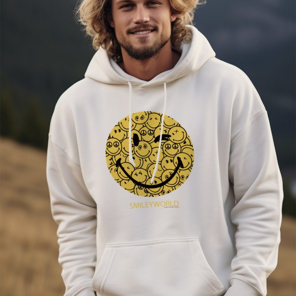 Sweat-shirt à capuche homme Smiley World avec un design de Smiley World Smiles noir