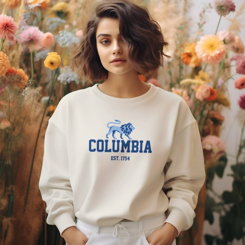 Sweat oversize coton bio femme Columbia avec un design de Columbia Lion bleu navy