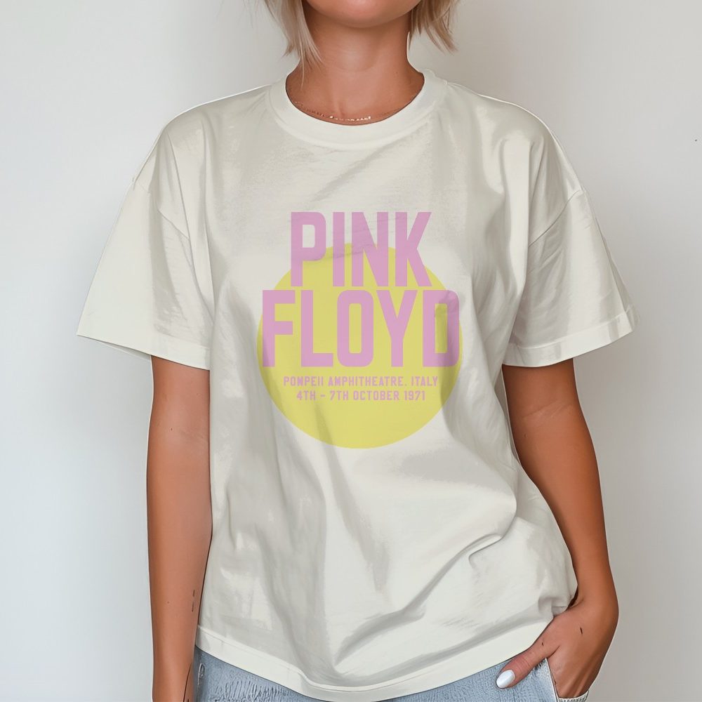 T-shirt oversize coton bio femme Pink Floyd avec un design de Pink Floyd Italy 71 rose jaune