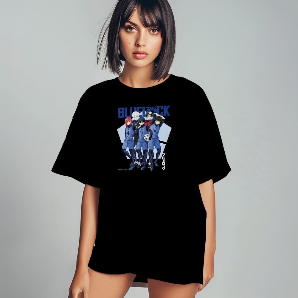 T-shirt oversize coton bio Femme Bluelock avec un design de Bluelock Team blanc