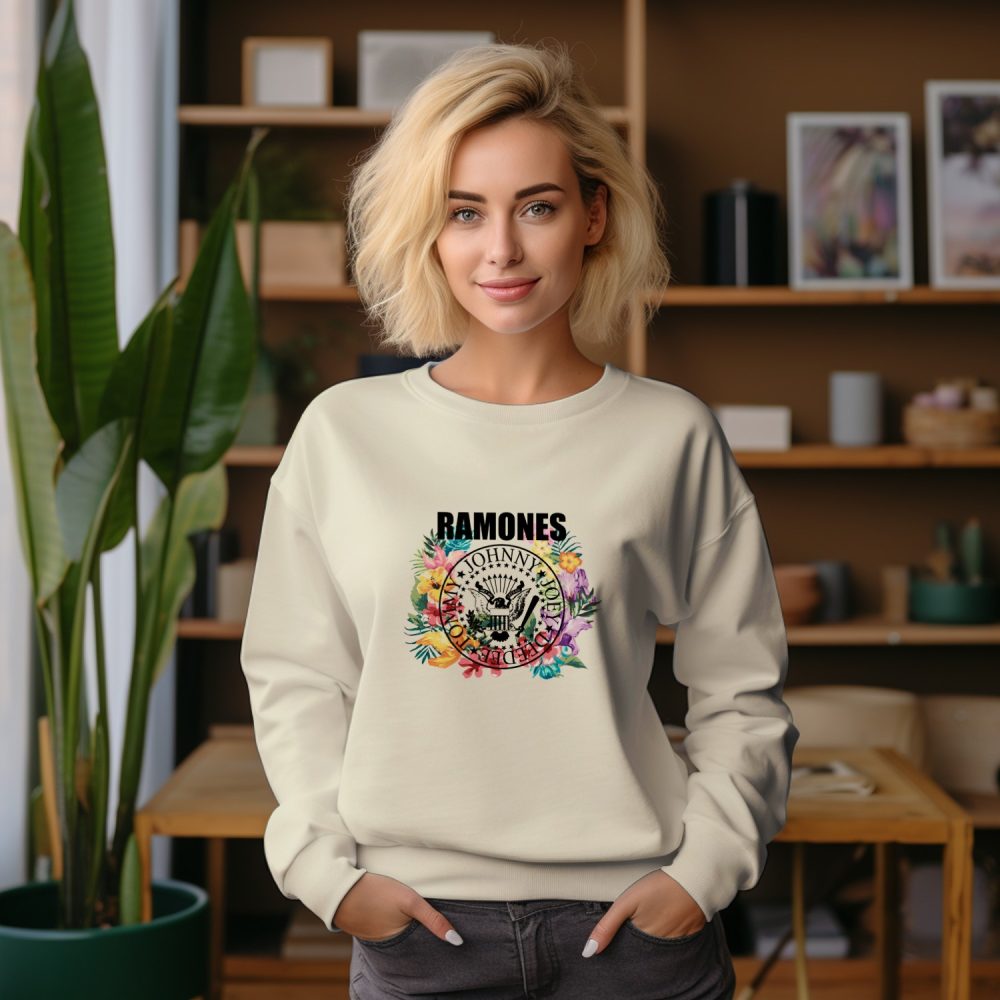 Sweat oversize coton bio Femme Ramones avec un design de Ramones Flowers