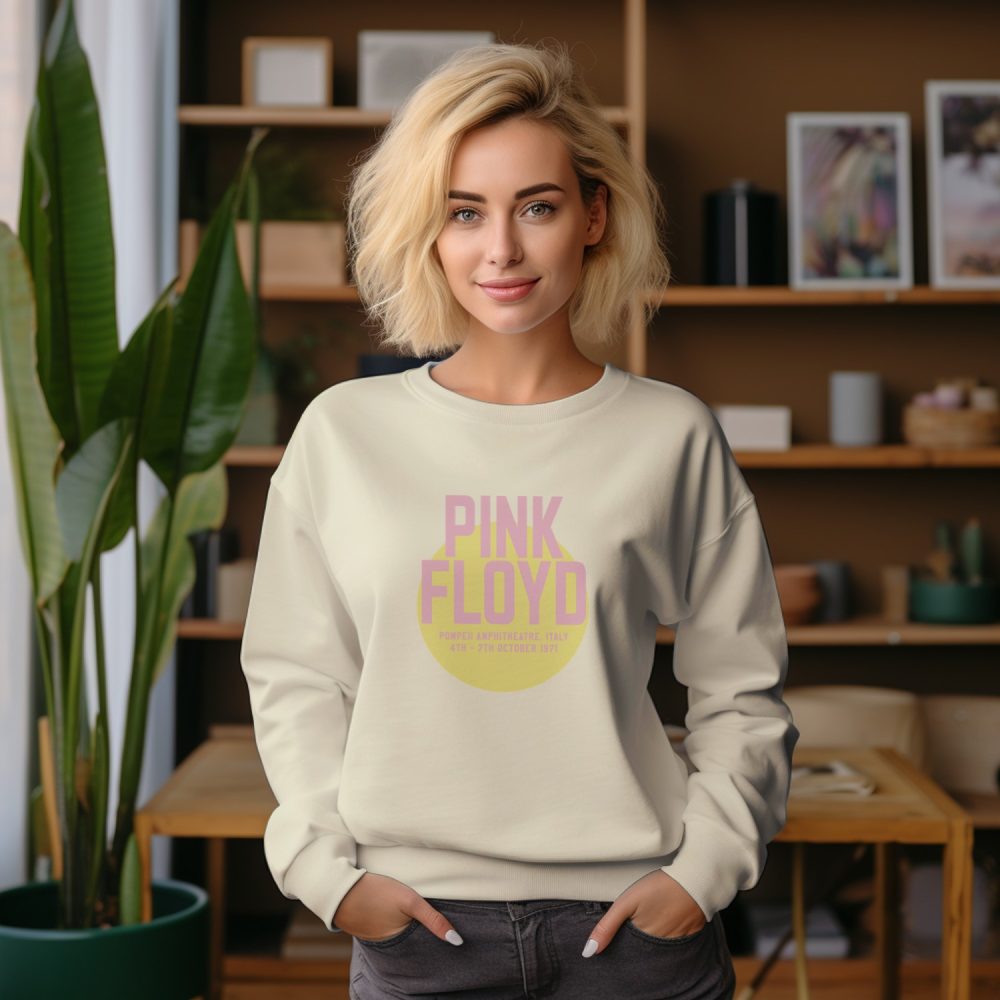 Sweat oversize coton bio Femme Pink Floyd avec un design de Pink Floyd Italy 71 rose jaune