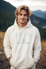 Sweat-shirt à capuche Homme Columbia avec un design de Columbia New York bleu ciel