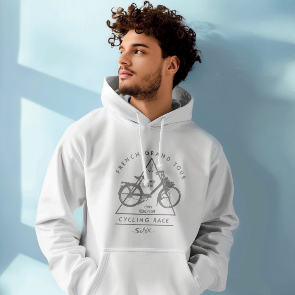 Sweat-shirt à capuche Homme Solex avec un design de Solex French Grand Tour gris