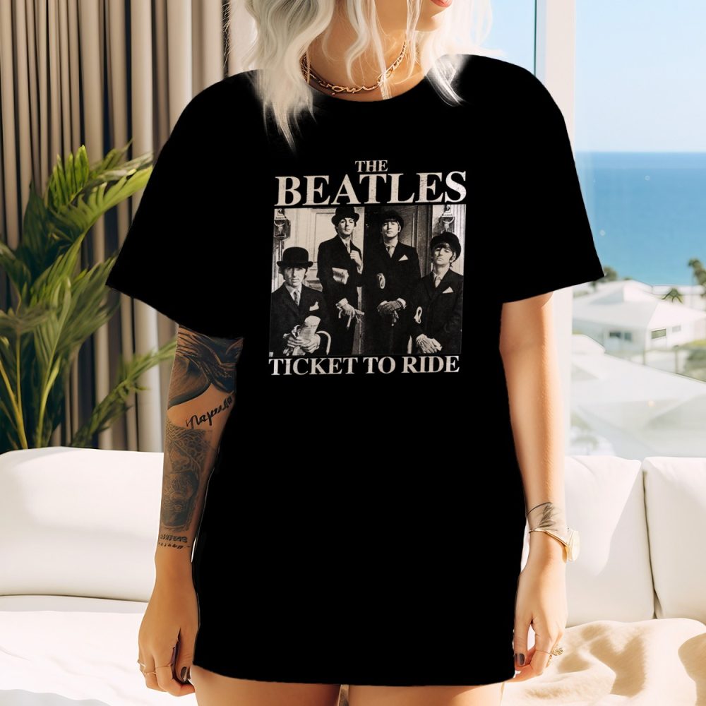 T-shirt oversize coton bio Femme The Beatles avec un design de The Beatles Ticket To Ride blanc