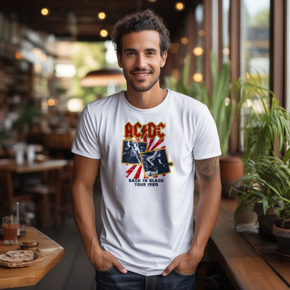 T-shirt homme ACDC avec un design de ACDC Back in Black