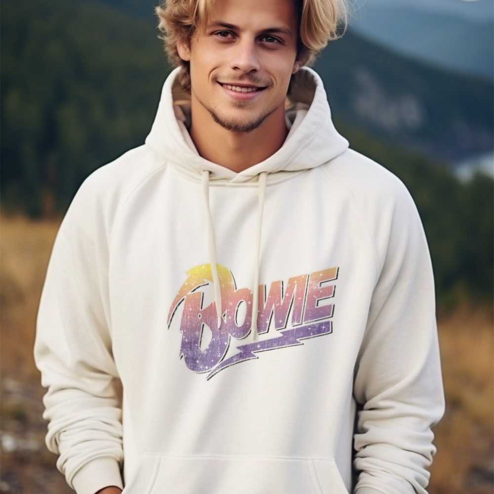 Sweat-shirt à capuche homme Femmes avec un design de Bowie Dégradé jaune violet