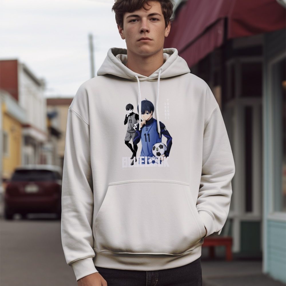 Sweat-shirt à capuche Homme Bluelock avec un design de Bluelock Isagi Yoichi 11 blanc