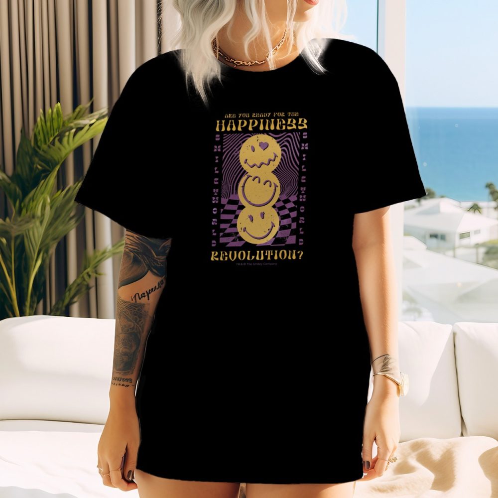T-shirt oversize coton bio Femme Smiley World avec un design de Smiley World Happiness Revolution