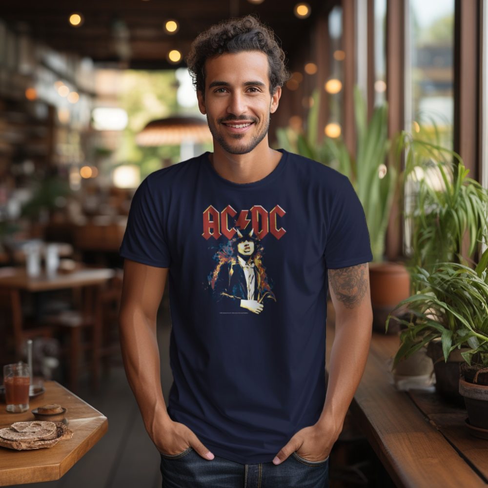 T-shirt homme ACDC avec un design de ACDC Flamme clair