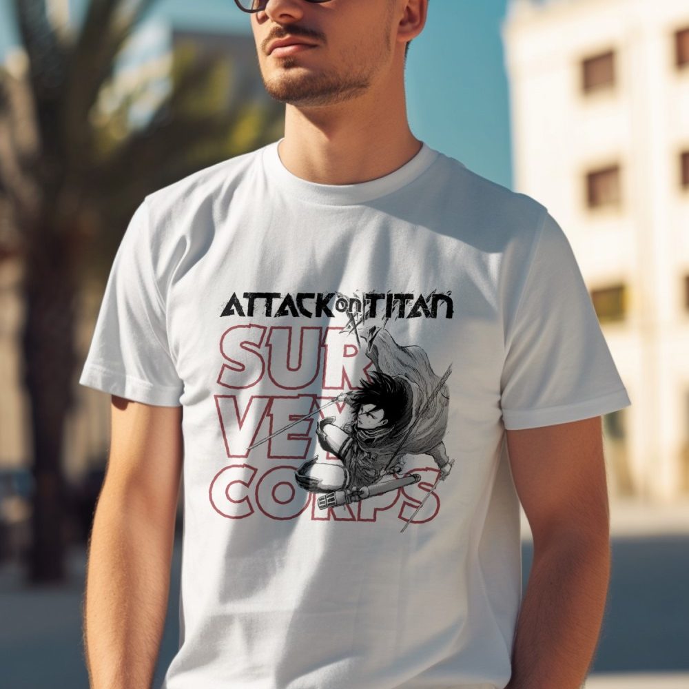 T-shirt Homme Attack On Titan avec un design de Attack On Titan Survey Corps