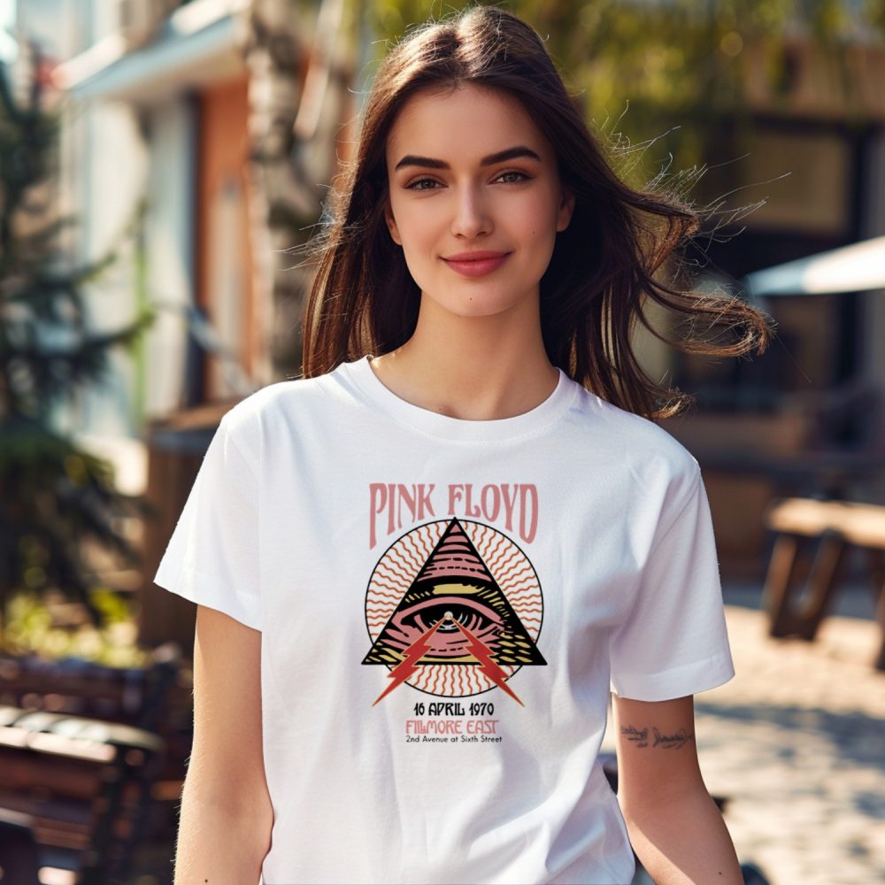 T-shirt femme Pink Floyd avec un design de Pink Floyd Fillmore East noir