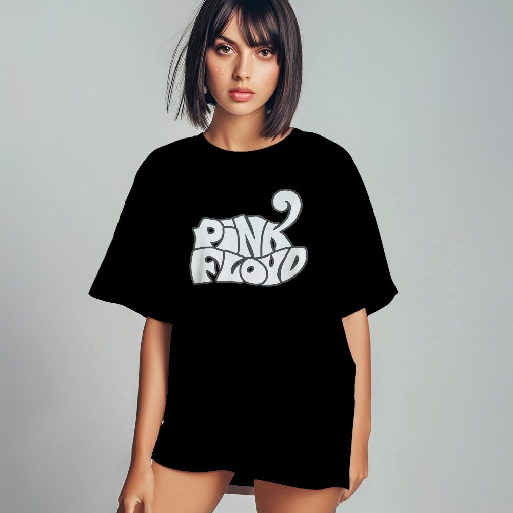 T-shirt oversize coton bio Femme Pink Floyd avec un design de Pink Floyd Wavy blanc