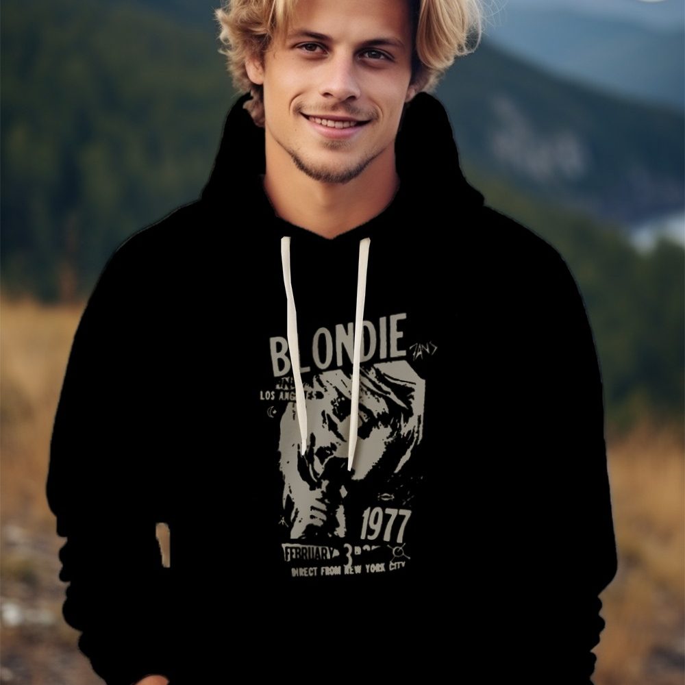 Sweat-shirt à capuche Homme Blondie avec un design de Blondie 1977 gris