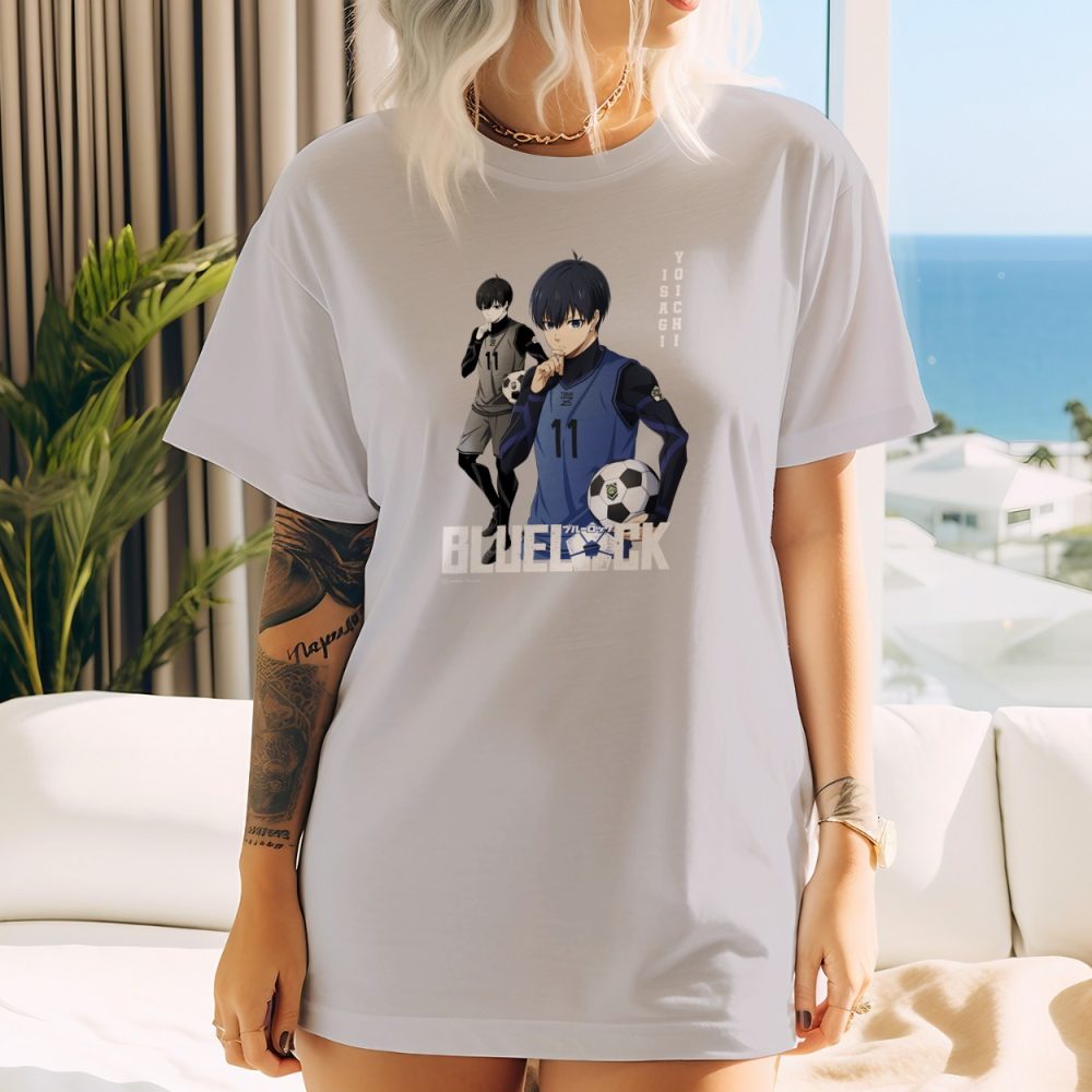 T-shirt oversize coton bio Femme Bluelock avec un design de Bluelock Isagi Yoichi 11 blanc