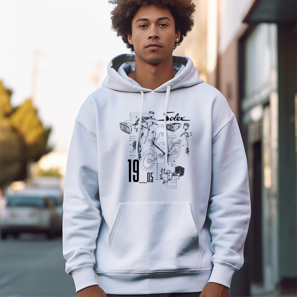 Sweat-shirt à capuche Homme Solex avec un design de Solex Pièces 1905 noir