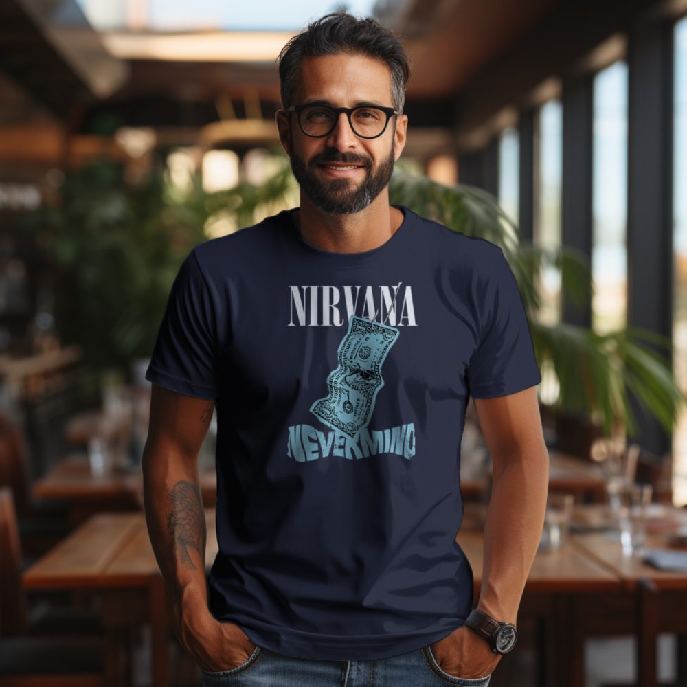 T-shirt homme Nirvana avec un design de Nirvana Nevermind blanc