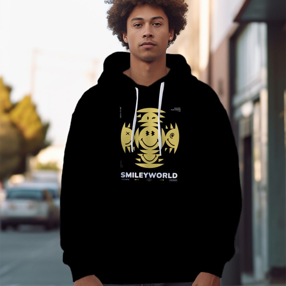 Sweat-shirt à capuche homme Smiley World avec un design de Smiley World Kaléidoscope blanc