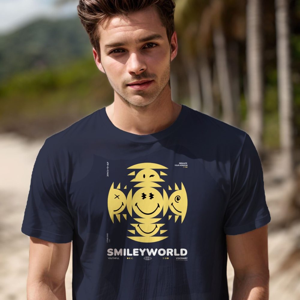 T-shirt homme Smiley World avec un design de Smiley World Kaléidoscope blanc