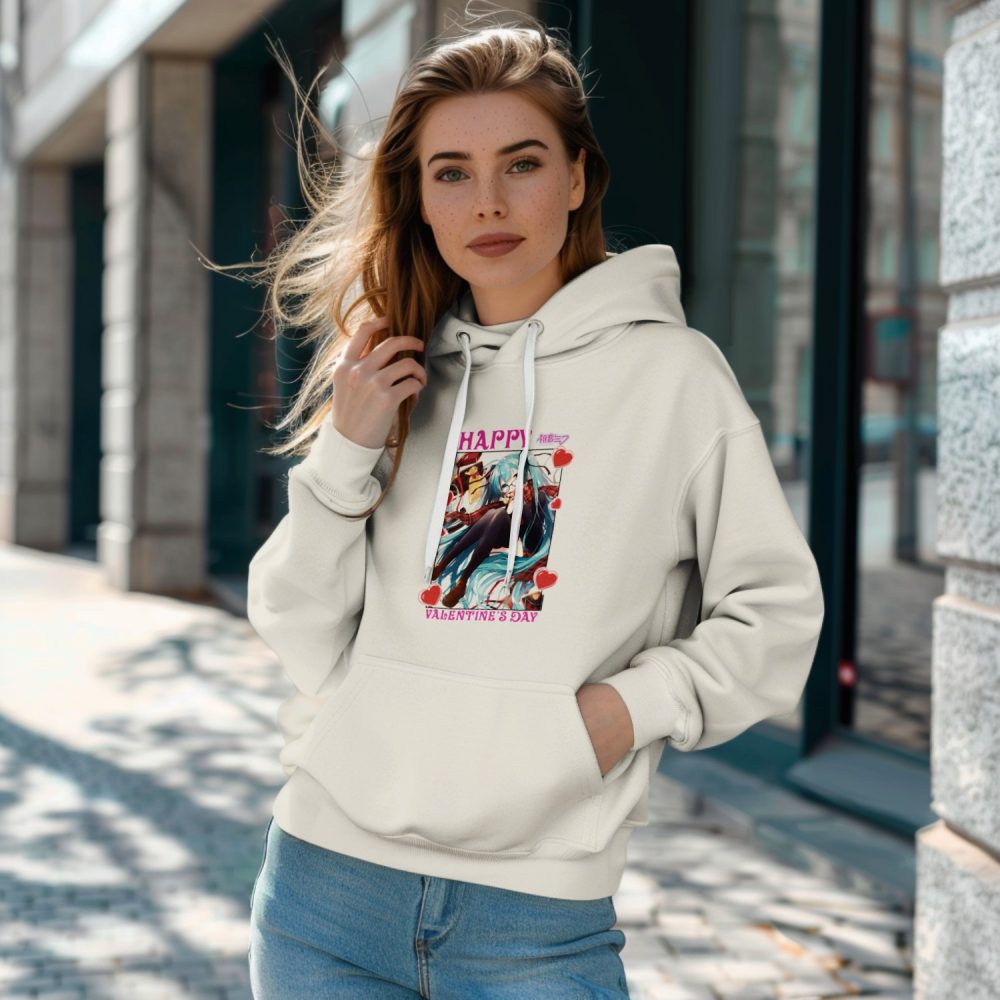 Sweat-shirt à capuche Femme Hatsune Miku avec un design de Hatsune Miku Valentine