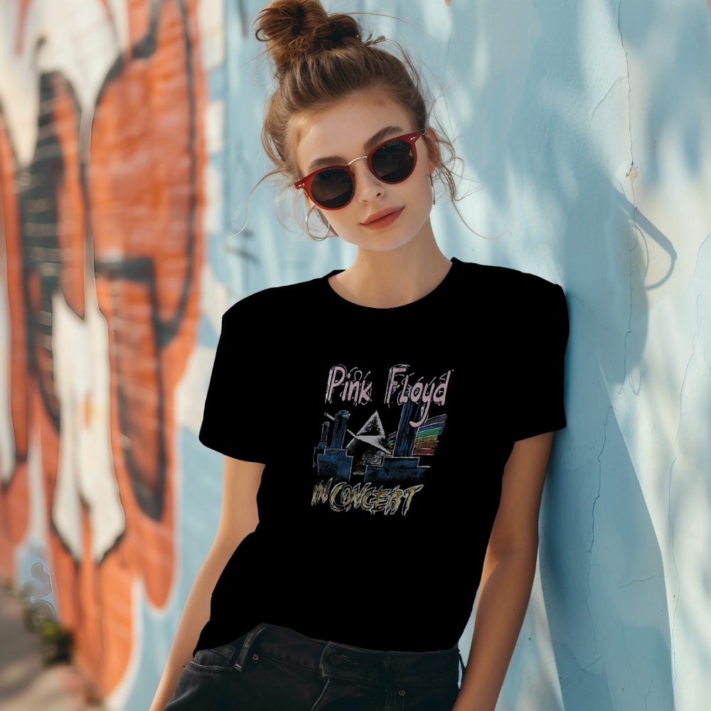 T-shirt femme Pink Floyd avec un design de Pink Floyd In Concert gris