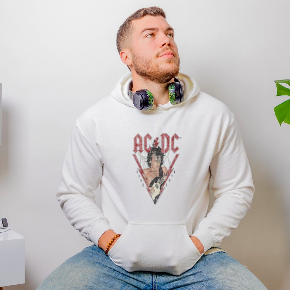 Sweat-shirt à capuche Homme ACDC avec un design de ACDC Live 1974 noir