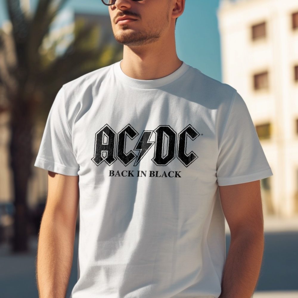 T-shirt homme ACDC avec un design de ACDC Back in Black noir