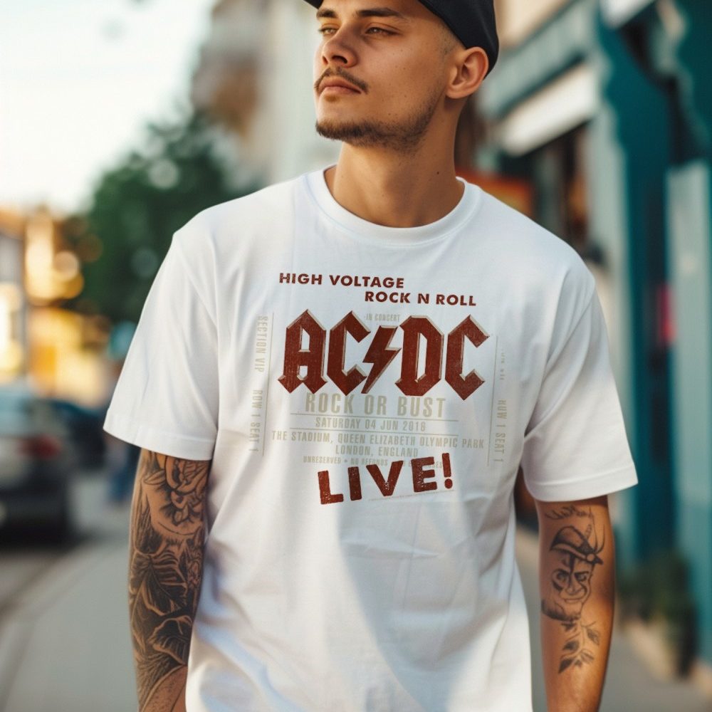 T-shirt homme ACDC avec un design de ACDC High Voltage Rock N Roll