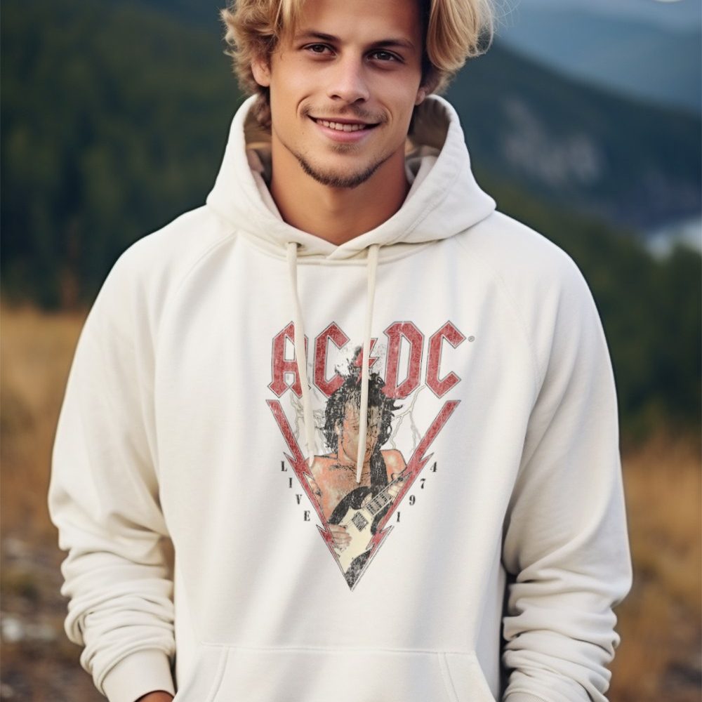 Sweat-shirt à capuche homme ACDC avec un design de ACDC Live 1974 noir