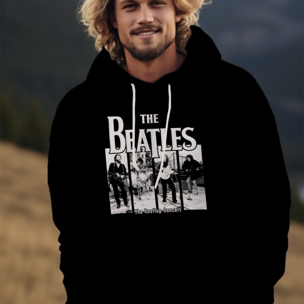 Sweat-shirt à capuche Homme The Beatles avec un design de The Beatles Live blanc