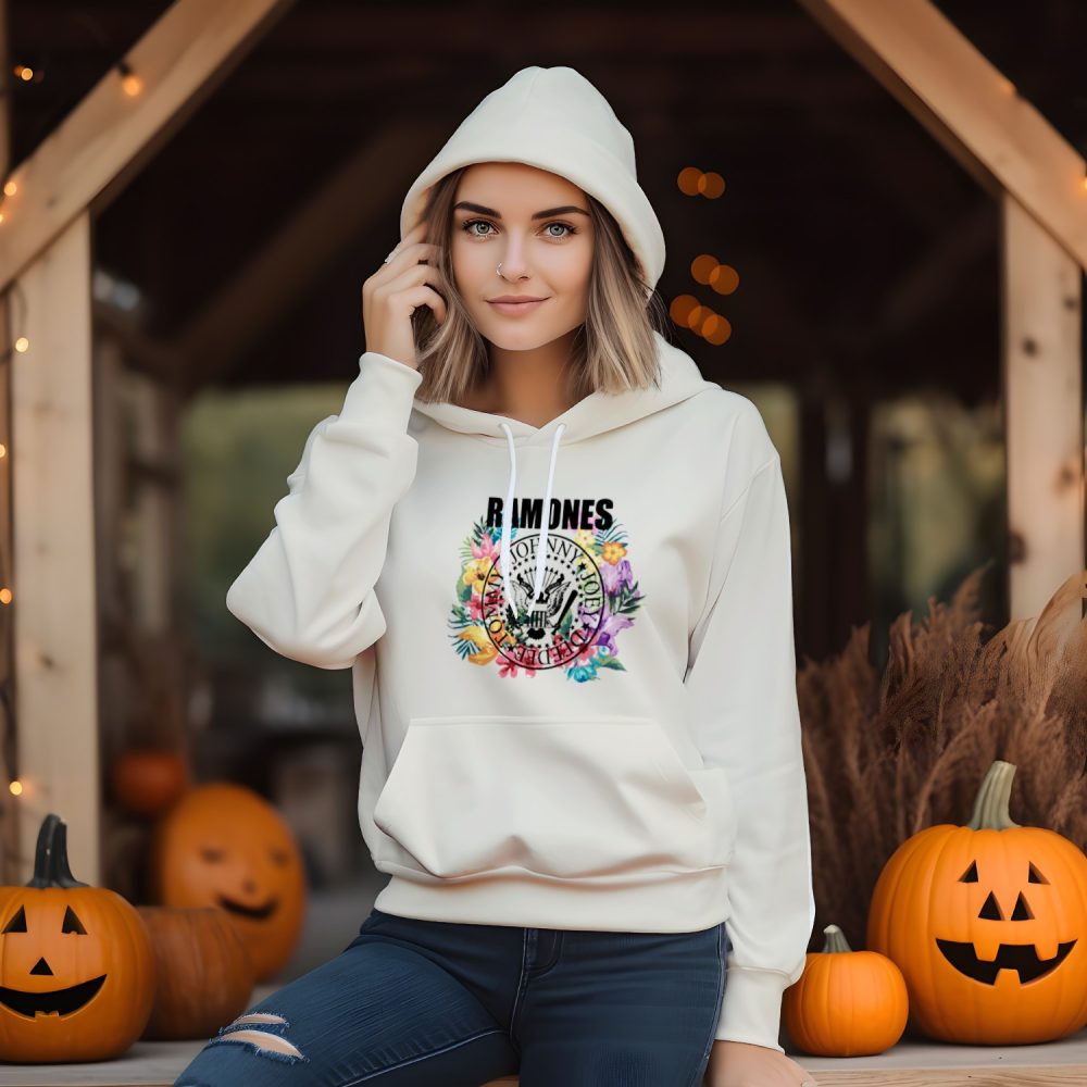 Sweat-shirt à capuche Femme Ramones avec un design de Ramones Flowers