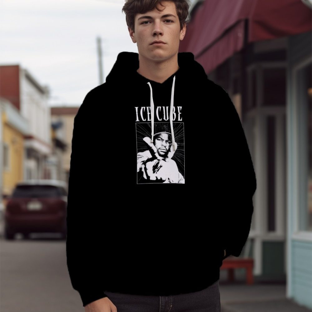 Sweat-shirt à capuche homme Ice Cube avec un design de Ice Cube Peace blanc