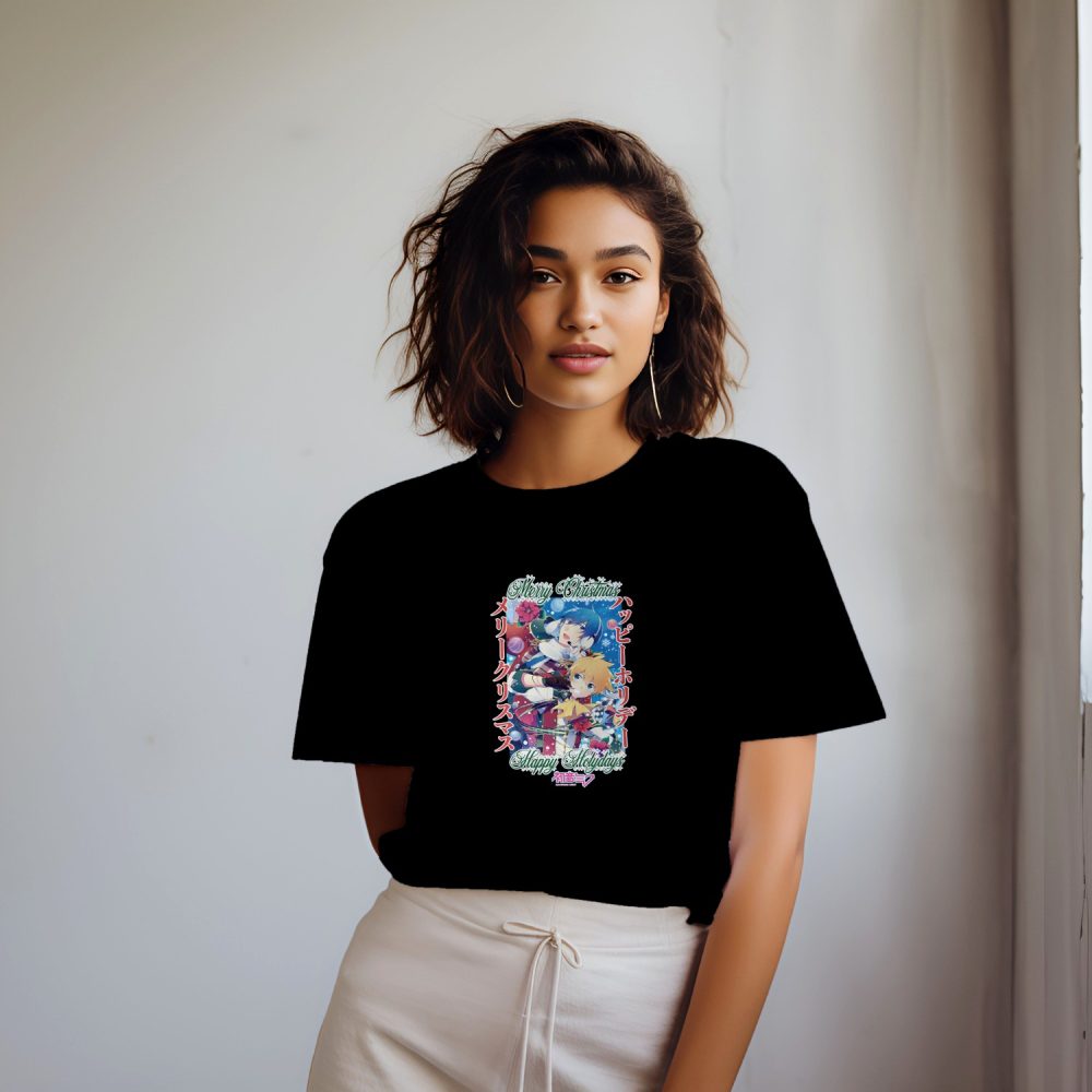 T-shirt oversize coton bio Femme Hatsune Miku avec un design de Hatsune Miku Christmas Holidays