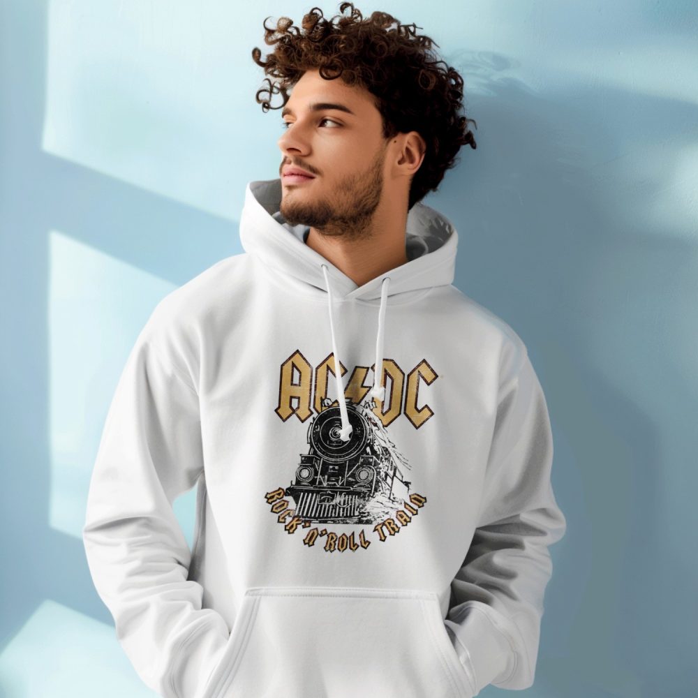 Sweat-shirt à capuche homme ACDC avec un design de ACDC Rock n' Roll Train noir