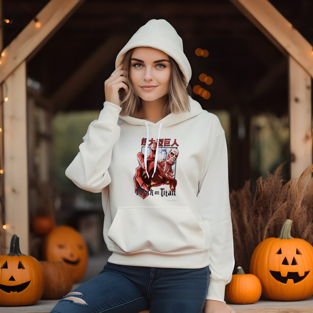 Sweat-shirt à capuche Femme Attack On Titan avec un design de Attack On Titan Hand noir