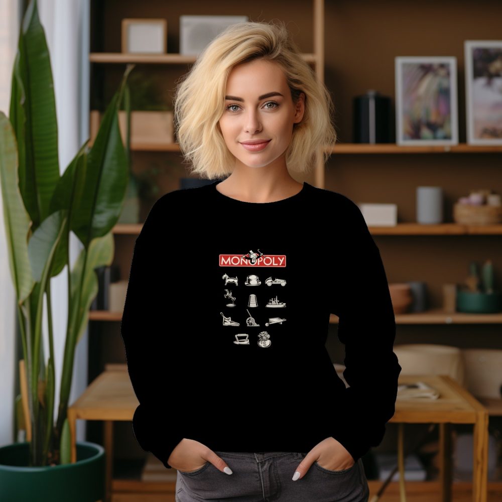 Sweat oversize coton bio Femme Monopoly avec un design de Monopoly Pions noir