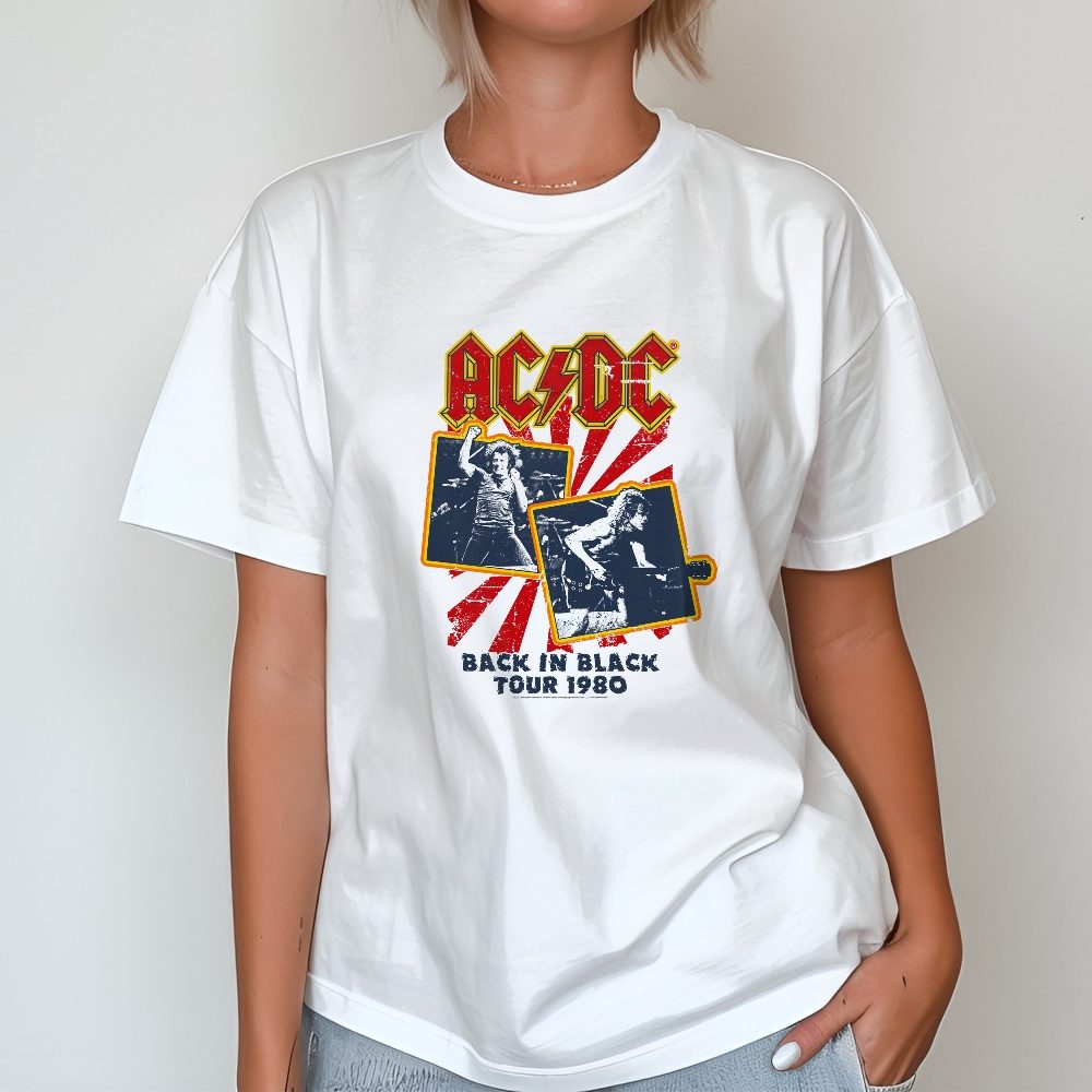 T-shirt bio oversize Femme ACDC avec un design de ACDC Black in Back