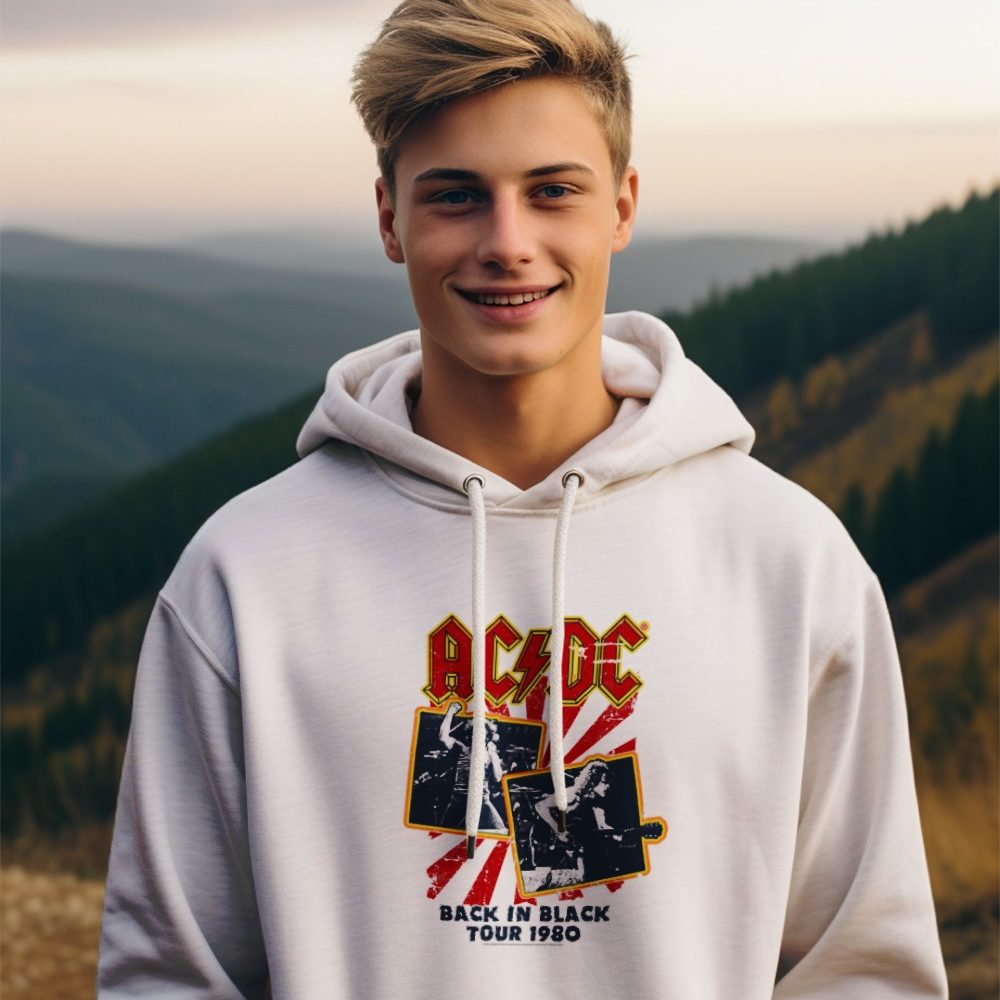 Sweat-shirt à capuche homme ACDC avec un design de ACDC Back in Black