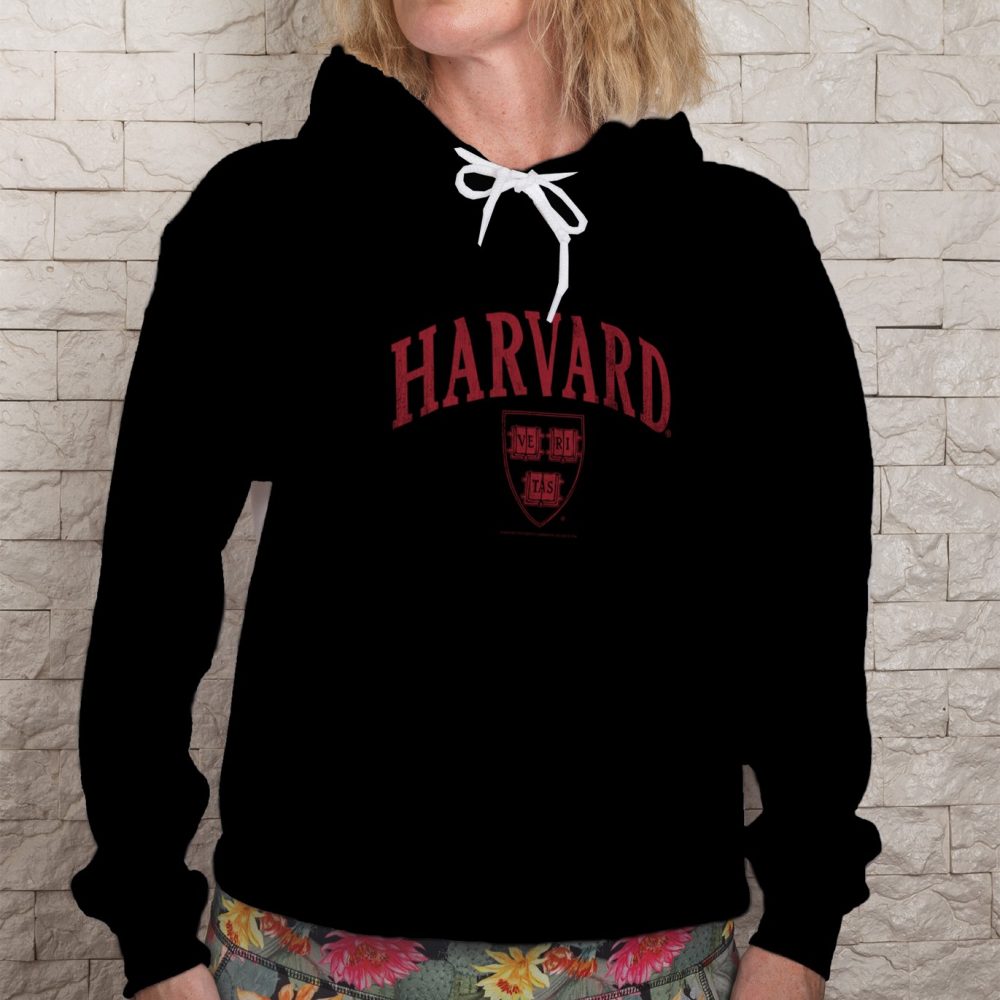 Sweat-shirt à capuche Femme Harvard avec un design de Harvard Arc Écusson Used rouge
