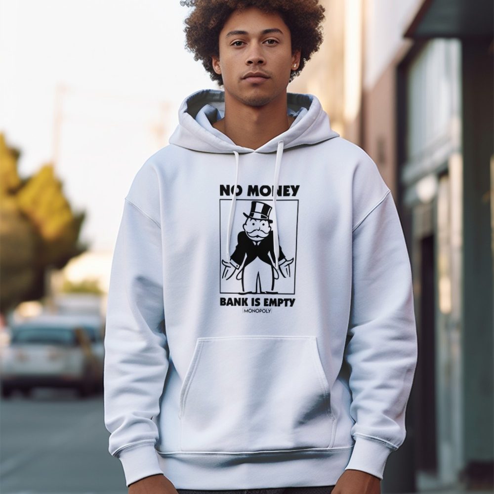 Sweat-shirt à capuche Homme Monopoly avec un design de Monopoly No Money noir